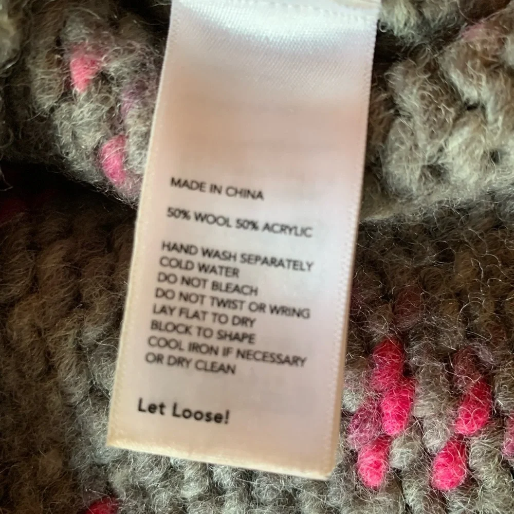 Kate Spade women’s sweater wool blend pink gray size medium runs small boxy cozy